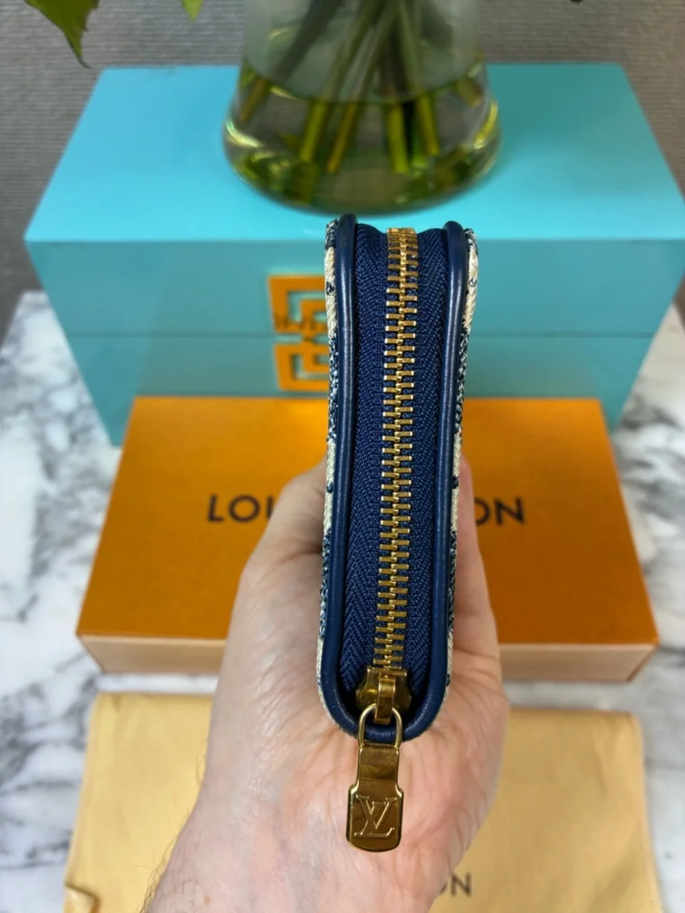 Louis Vuitton Blue Denim Monogram Long Zippy Wallet - Excellent Pre-Loved EUC - Picture 5 of 16